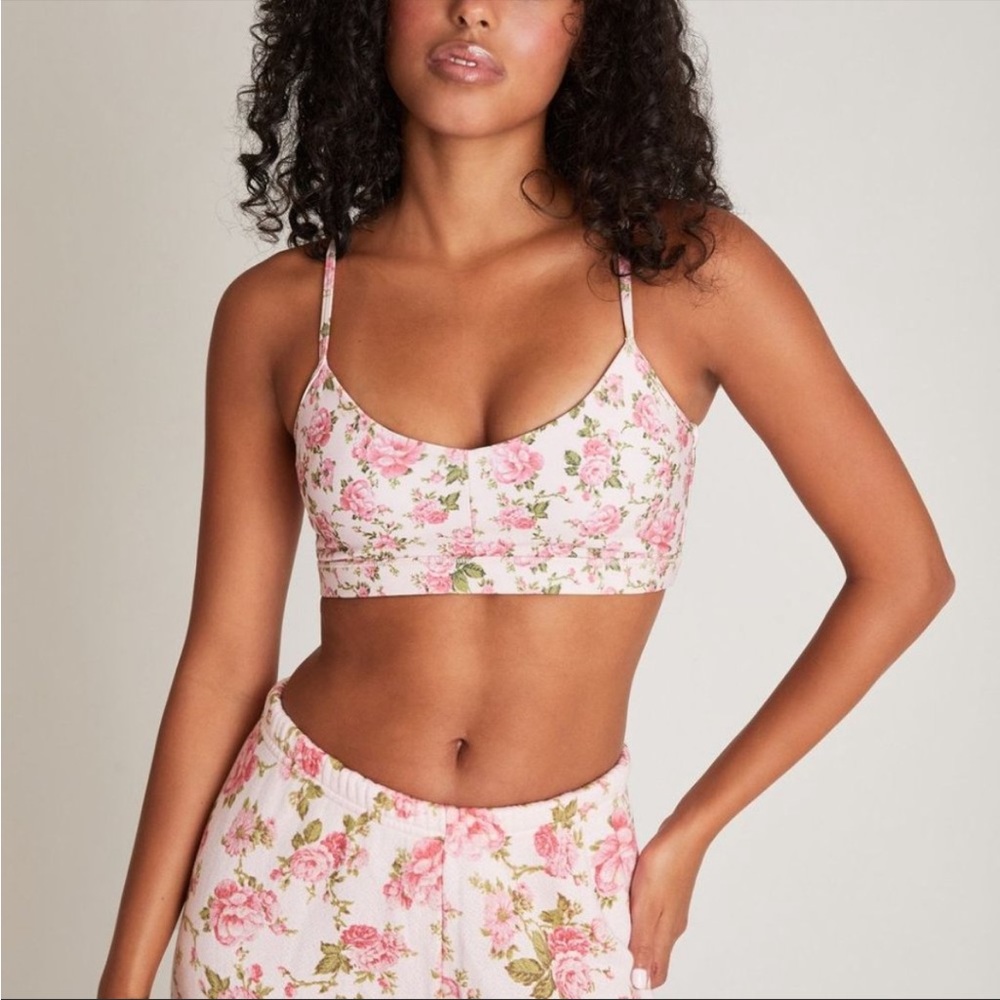 LOVESHACKFANCY Bandier Peony Floral Sports Bra XS NWT